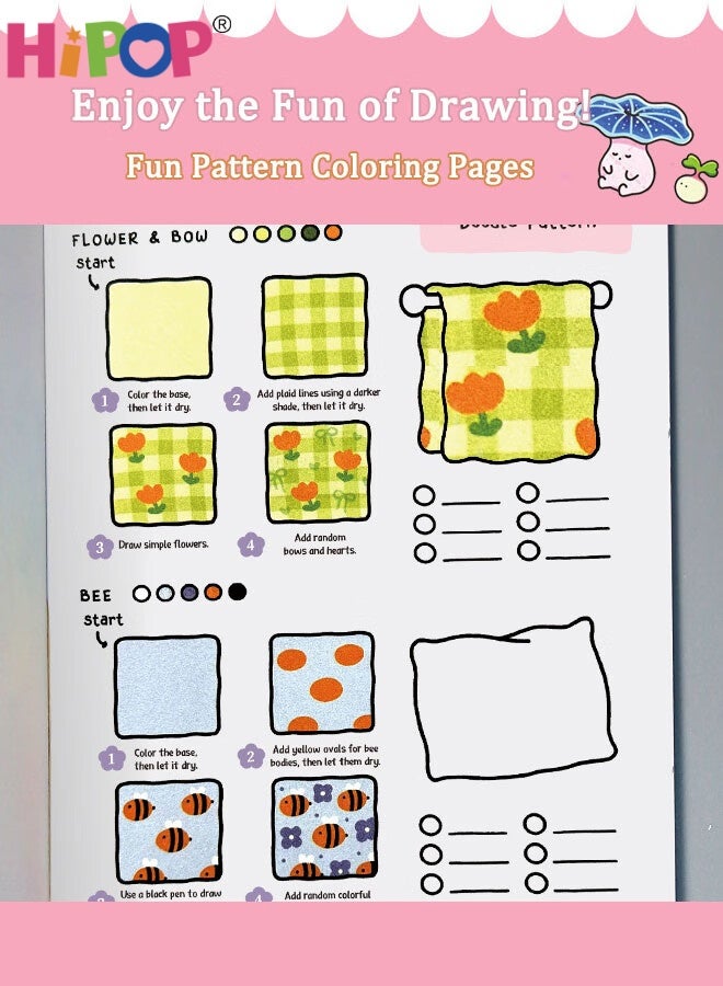 HIPOP How to Draw Patterns Book for Adults & Teens, Step-by-Step Drawing Guide with Easy Doodle Textures, Fun Sketching Practice Workbook, Art Activity Pages for Beginners - Image 2